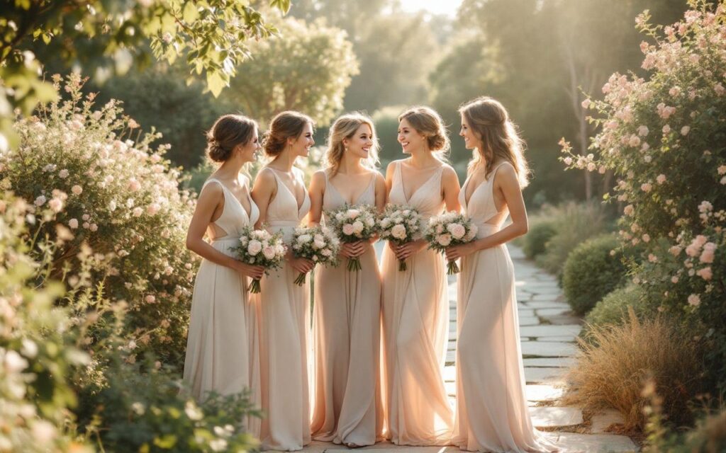 demoiselles-dhonneur-en-robes-champagne-et-tons-pastel-dans-un-jardin-ensoleille-souriantes-et-proches-les-unes-des-autres-tenant-de-petits-bouquets-de-fleurs-sauvages-ambiance-chaleureuse-et